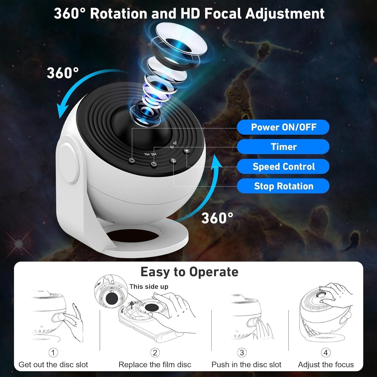 Planetarium Star Projector 12 Film Discs 3D Galaxy Nebula Night Light
