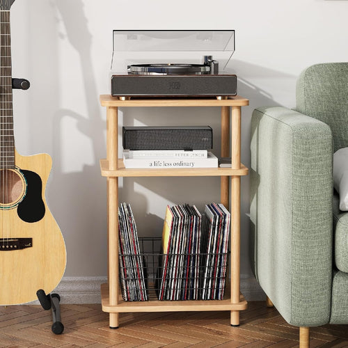 Slim 3-Tier Side Table with Storage Shelf – Small Space Bedside Nightstand