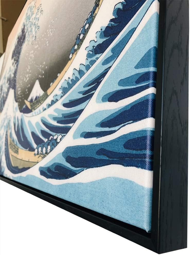 Great Wave Canvas Wall Art 90x60cm Black Framed Print