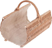 Rustic Wicker Log Basket with Handle for Indoor Wood Storage 60x48x35 cm