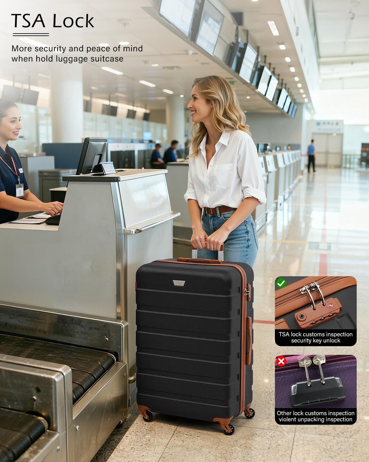 28in Large Hold Suitcase Hard Shell Luggage TSA Lock Quiet Spinner