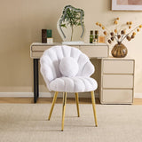 Pearl White Teddy Accent Chair Gold Legs Vanity Dressing Table