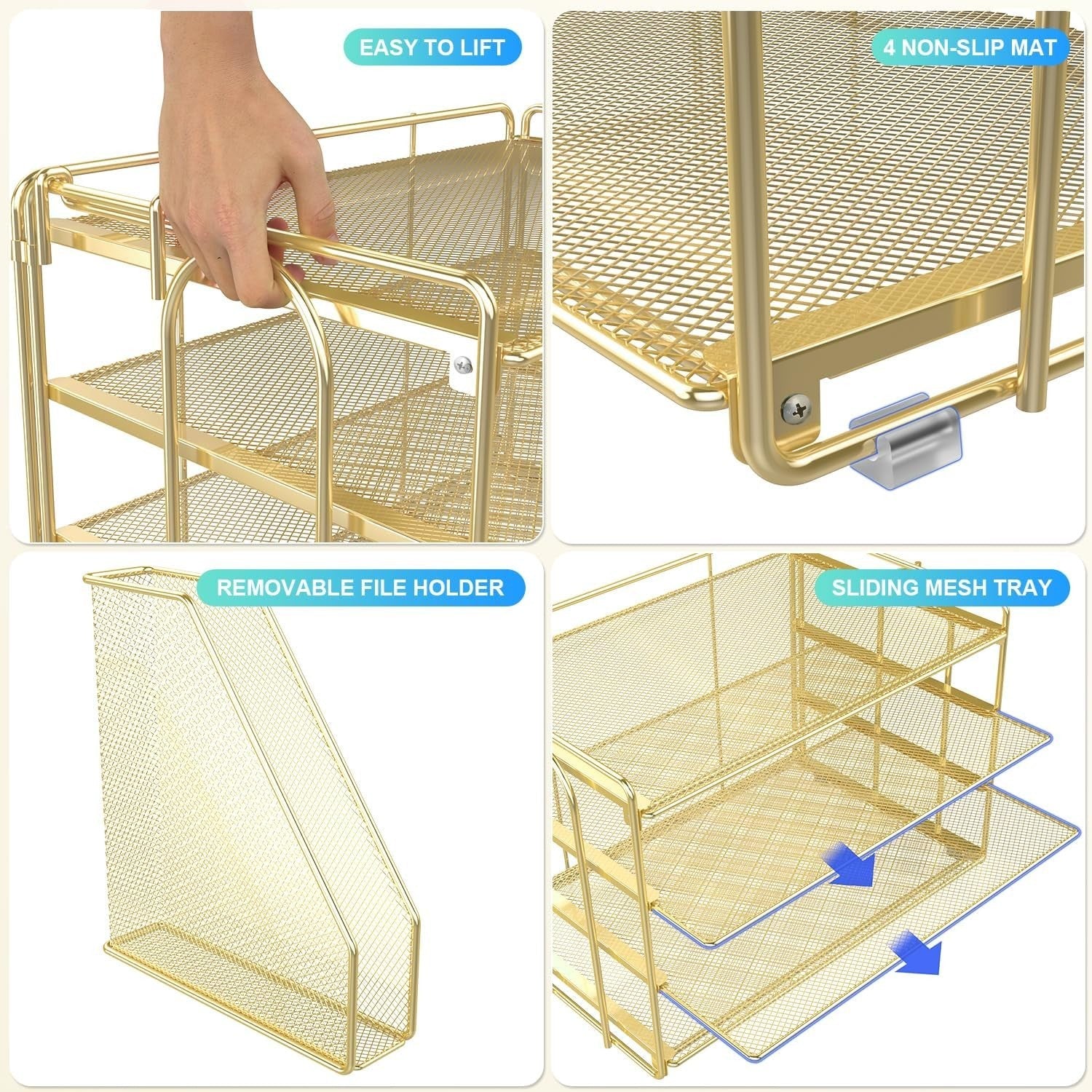 4-Tier Desk Organizer with Magazine Rack | Metal File & Office Storage.