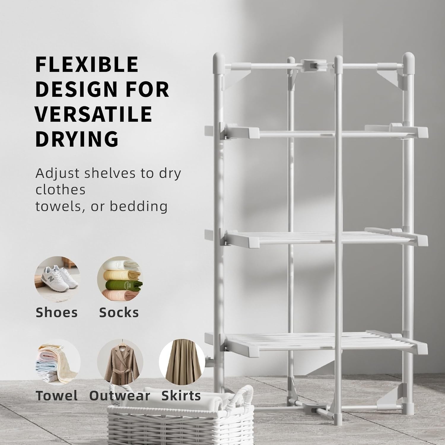 3 Tier Heated Clothes Airer with Cover 220W Folding Indoor Drying