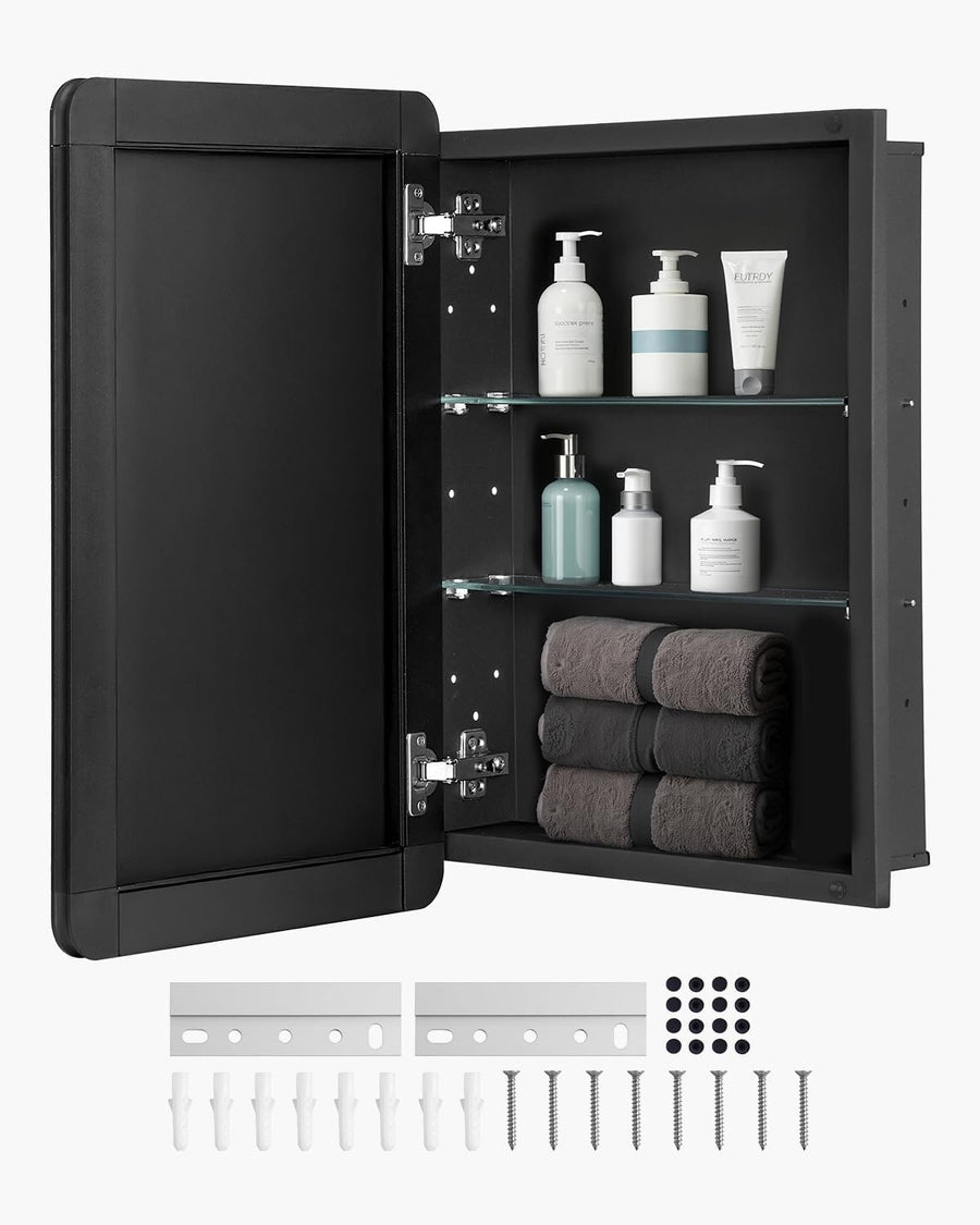 Bathroom Mirror Cabinet 41x61cm Wall Mount 2-Layer Adjustable Storage