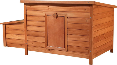 Wooden Chicken Coop with Nesting Box & Slide-Out Tray 136x74x70cm