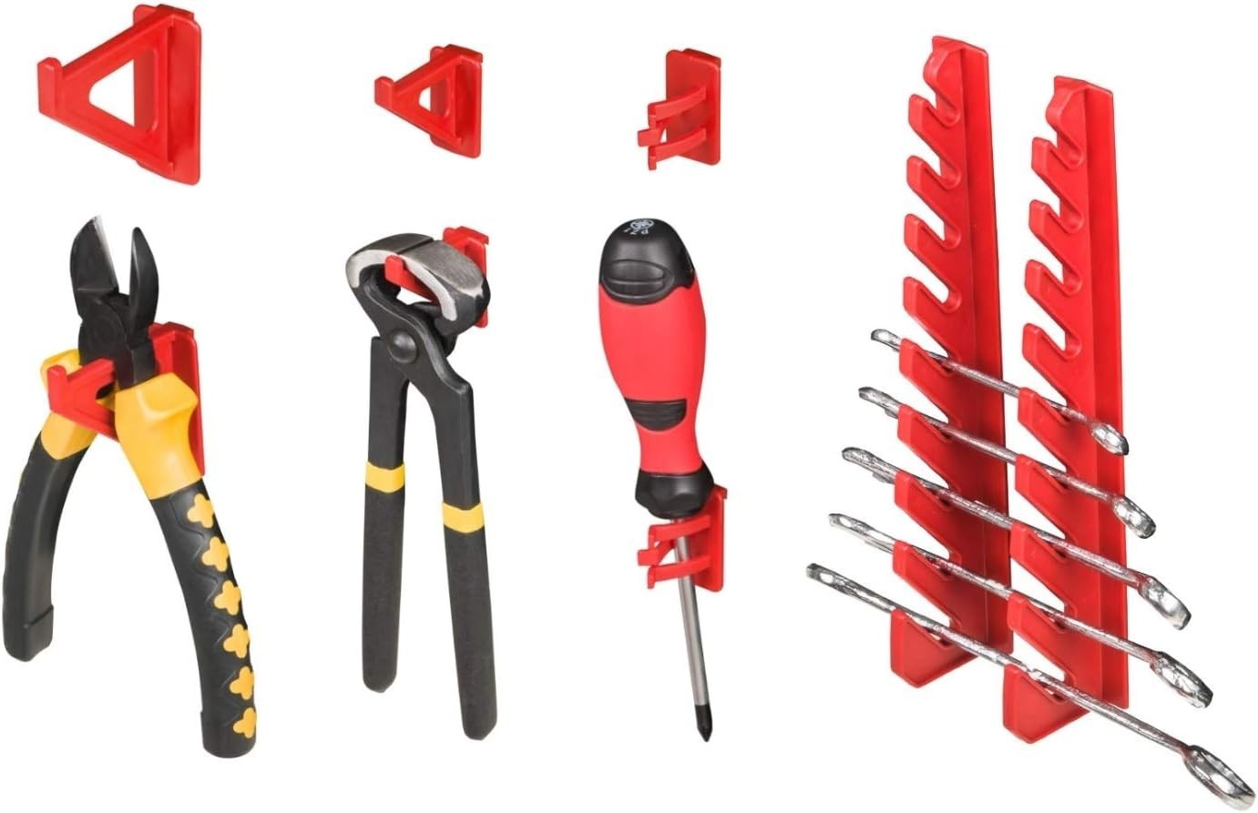 Expandable Red Polypropylene Tool Wall 117x115cm 78 Holder Workshop Set