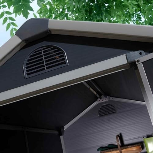 4x6ft Outdoor Plastic Apex Shed Lockable Weatherproof Dark Grey