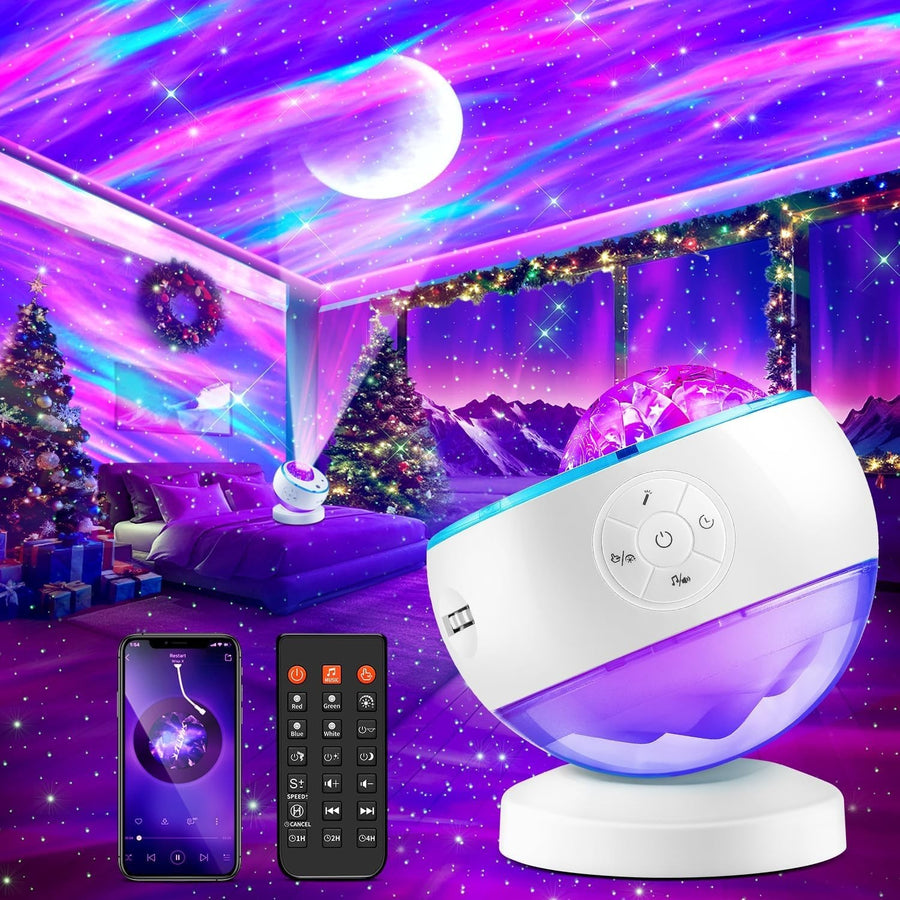 Galaxy Star Projector Night Light Bluetooth White Noise 16 Color Aurora