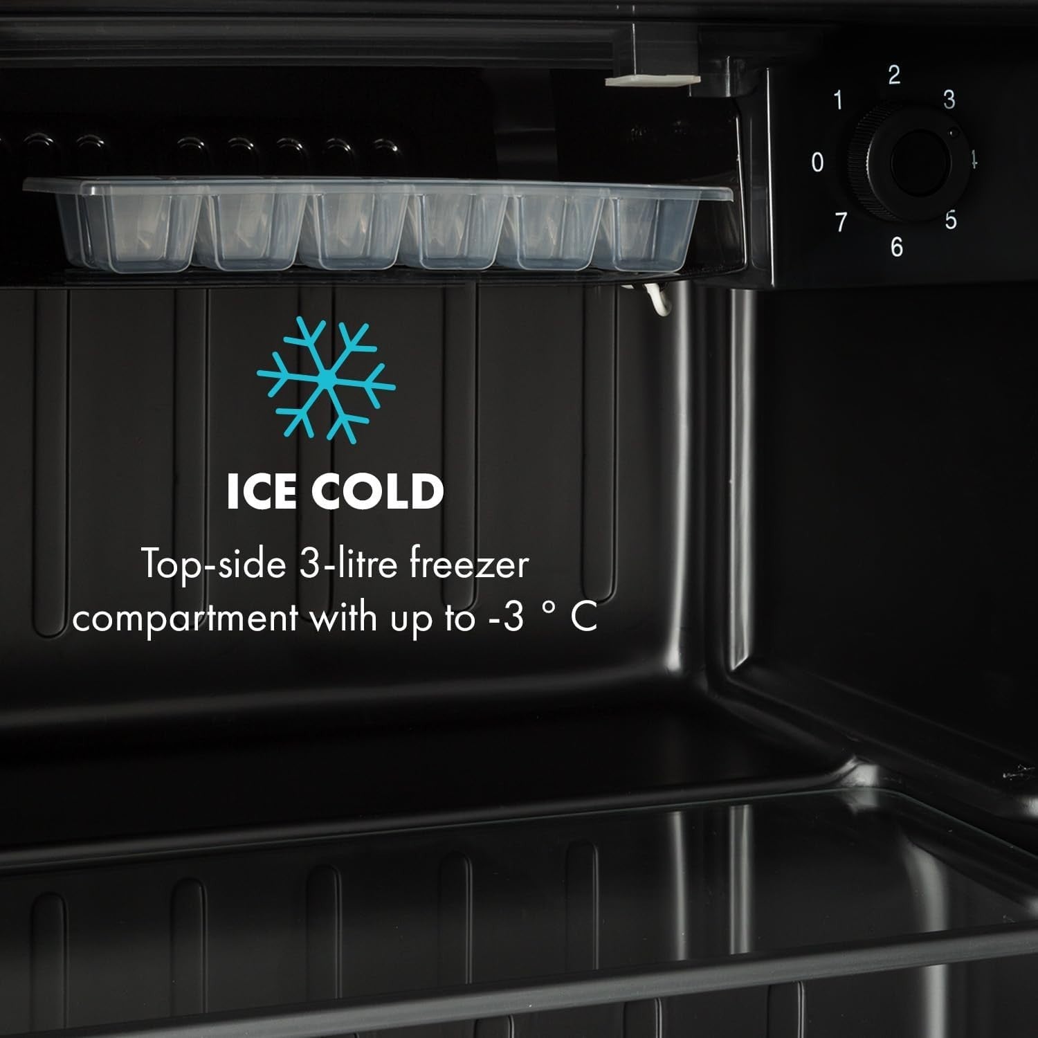 Portable Mini Fridge 46L Neo Black Freezer-On-Top LED Quiet Energy Saving