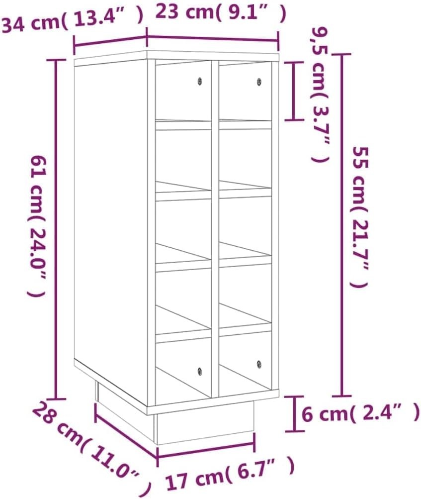Solid Wood Wine Storage Cabinet | 10 Bottle Freestanding Organizer for Kitchen