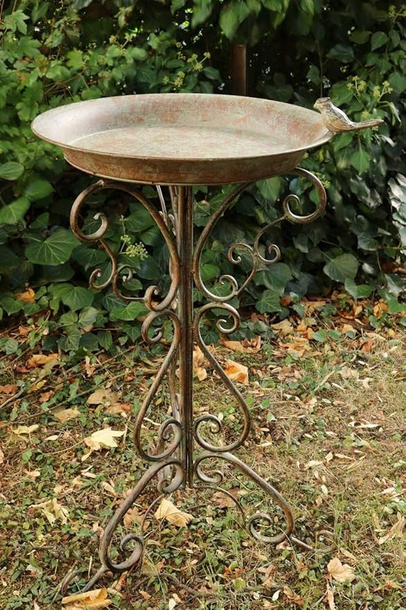 Antique Cast Iron Bird Bath 75cm – Decorative Garden Sculpture Feeder