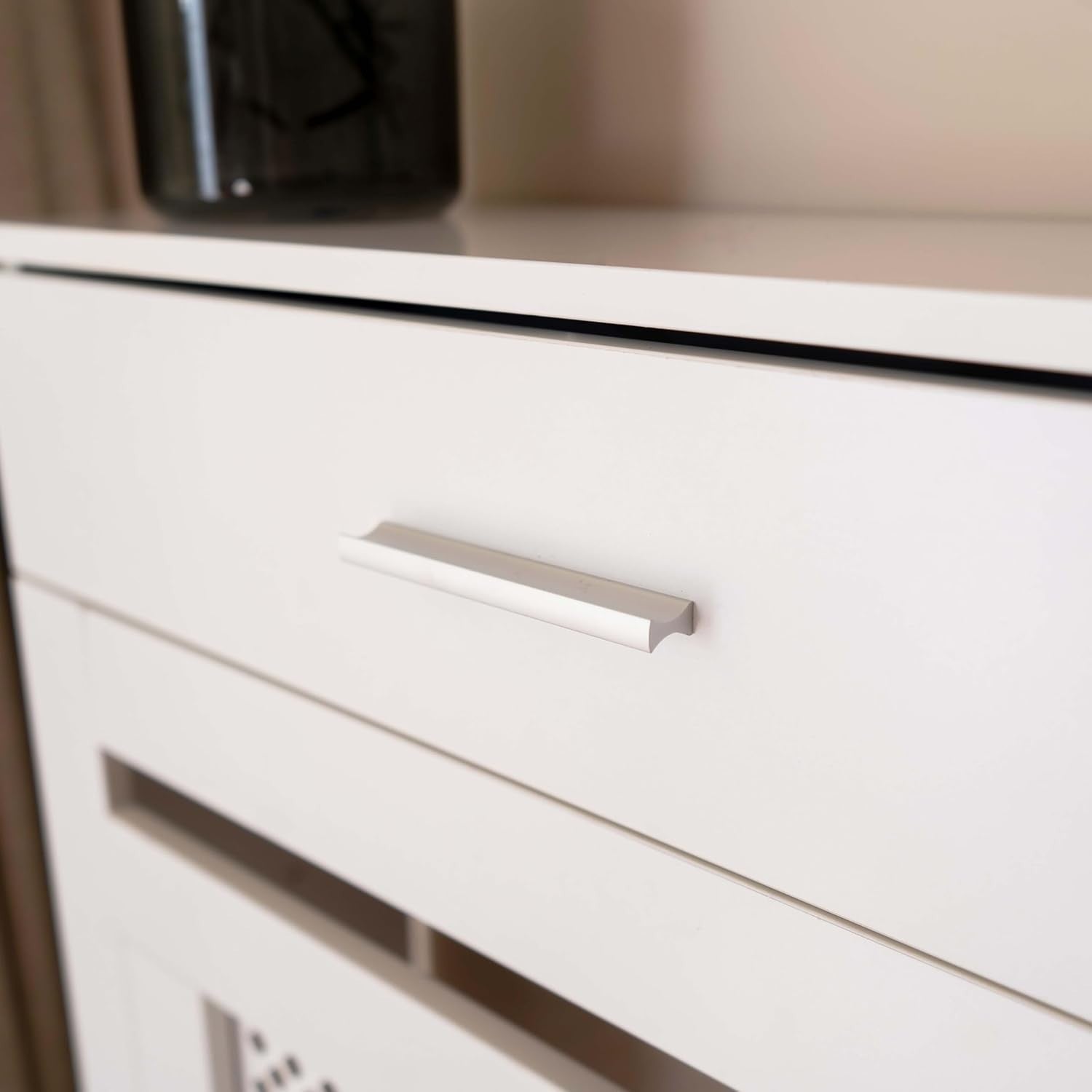 White Radiator Cover with Drawers Diamond Slat W112xH96cm Modern