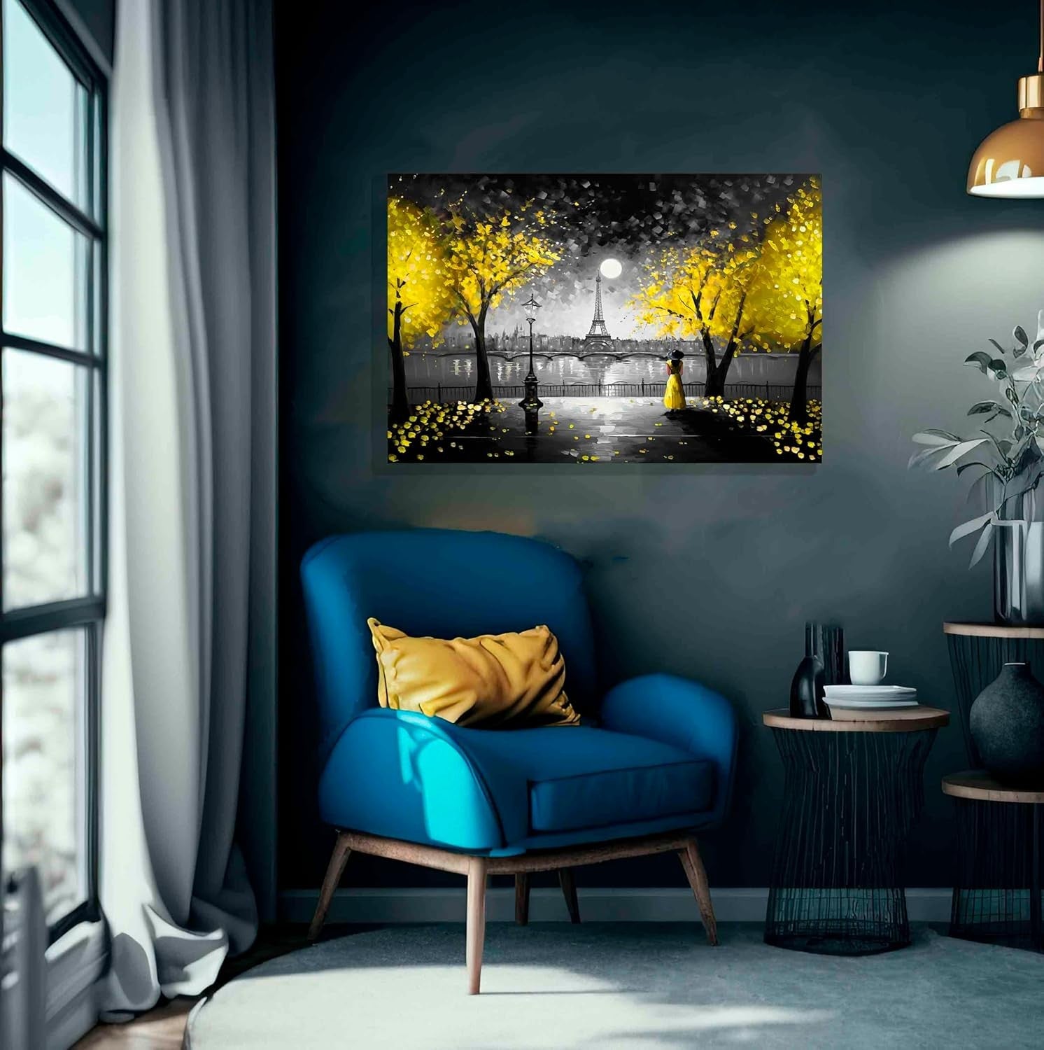 Moonlight Eiffel Tower Canvas Wall Art 40x30 cm Modern Paris Decor