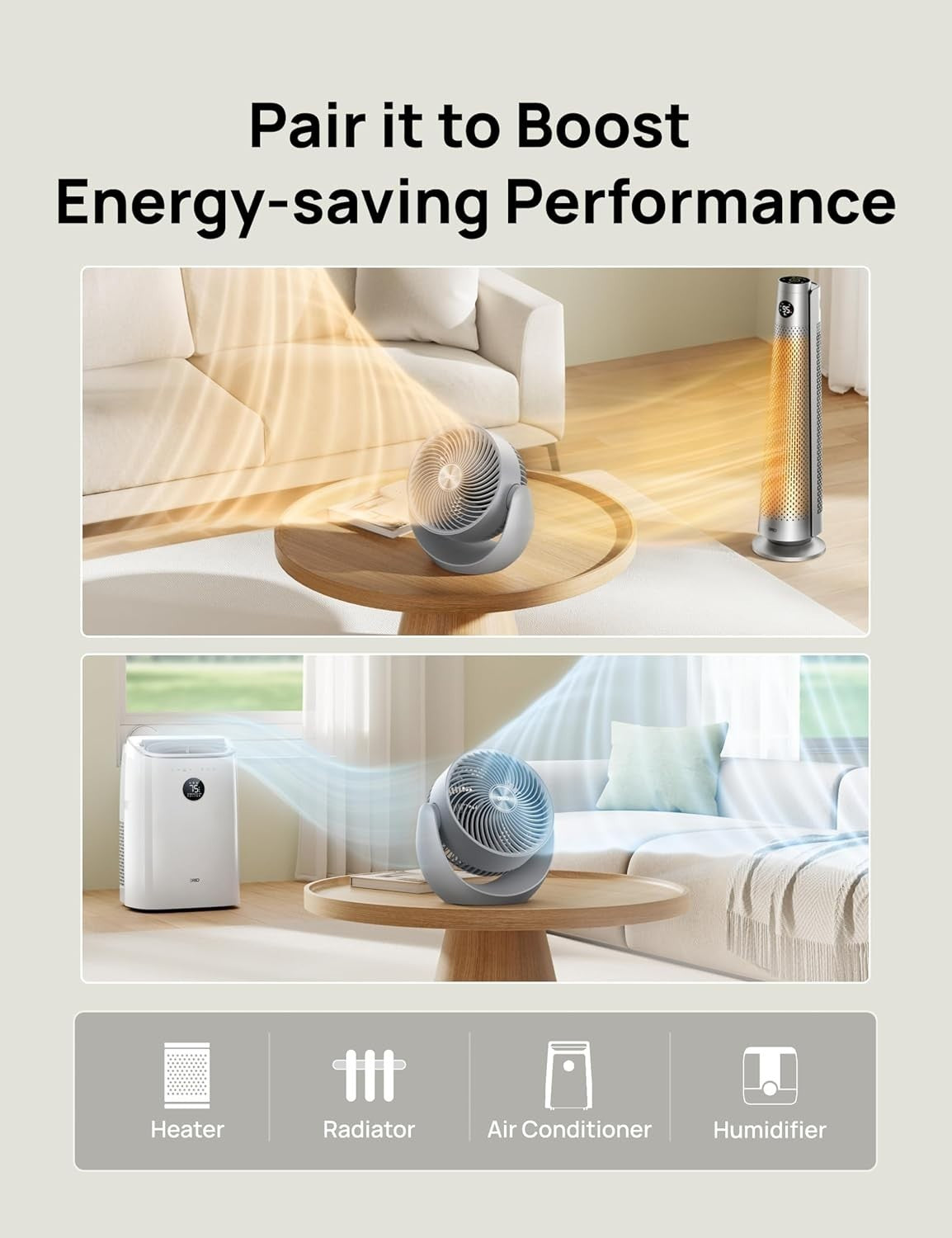 11 Inch Quiet Table Air Circulator Fan Grey 3-Speed Adjustable Tilt Room Cooling
