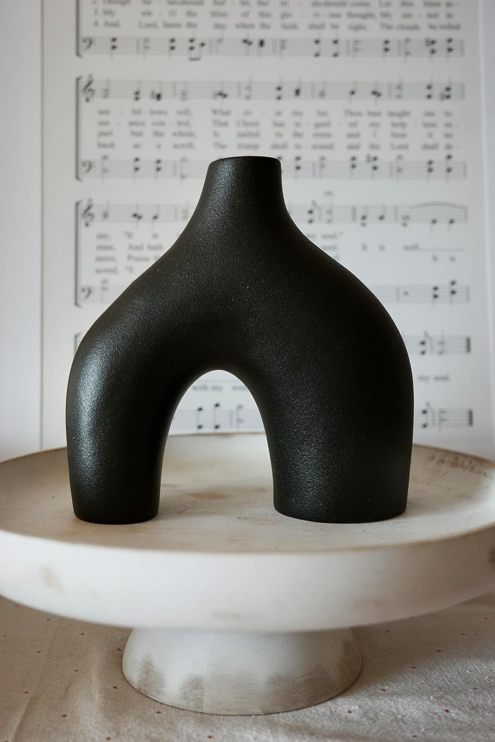 Black Ceramic Donut Vase Set Modern Nordic Hollow Decor Table Display