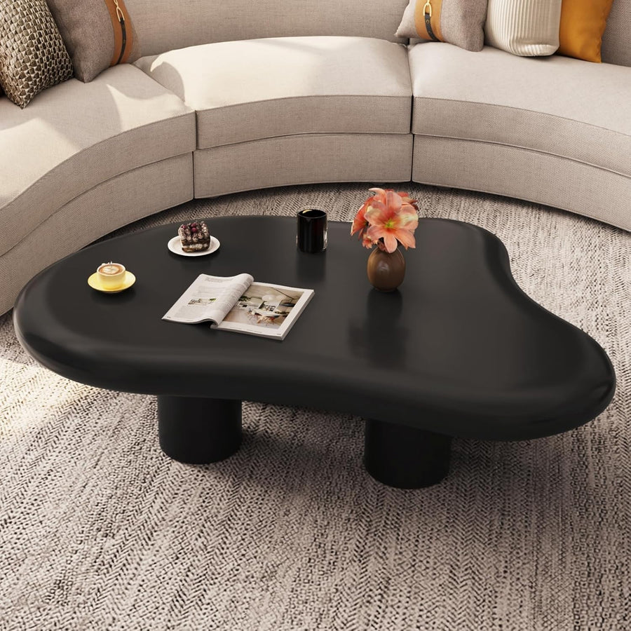 Modern Cloud-Shaped Coffee Table Thick Top Rounded Corners 63x91x39cm