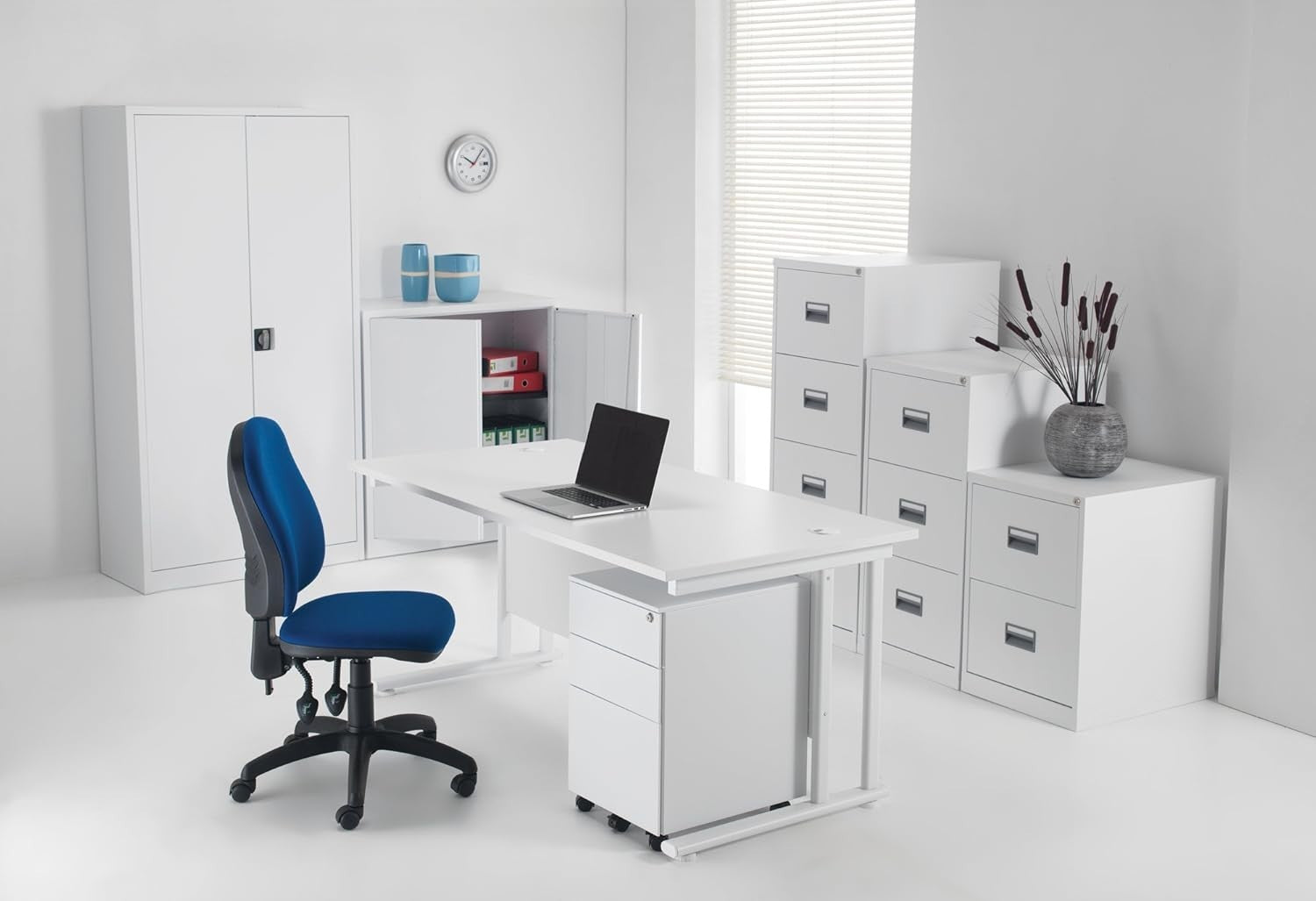 Grey Steel Filing Cabinet 2 Drawer Lockable Heavy Duty 70cm
