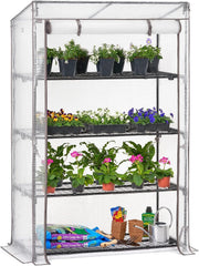 4 Tier Large Greenhouse with Reinforced PE Cover | Sturdy Steel Frame