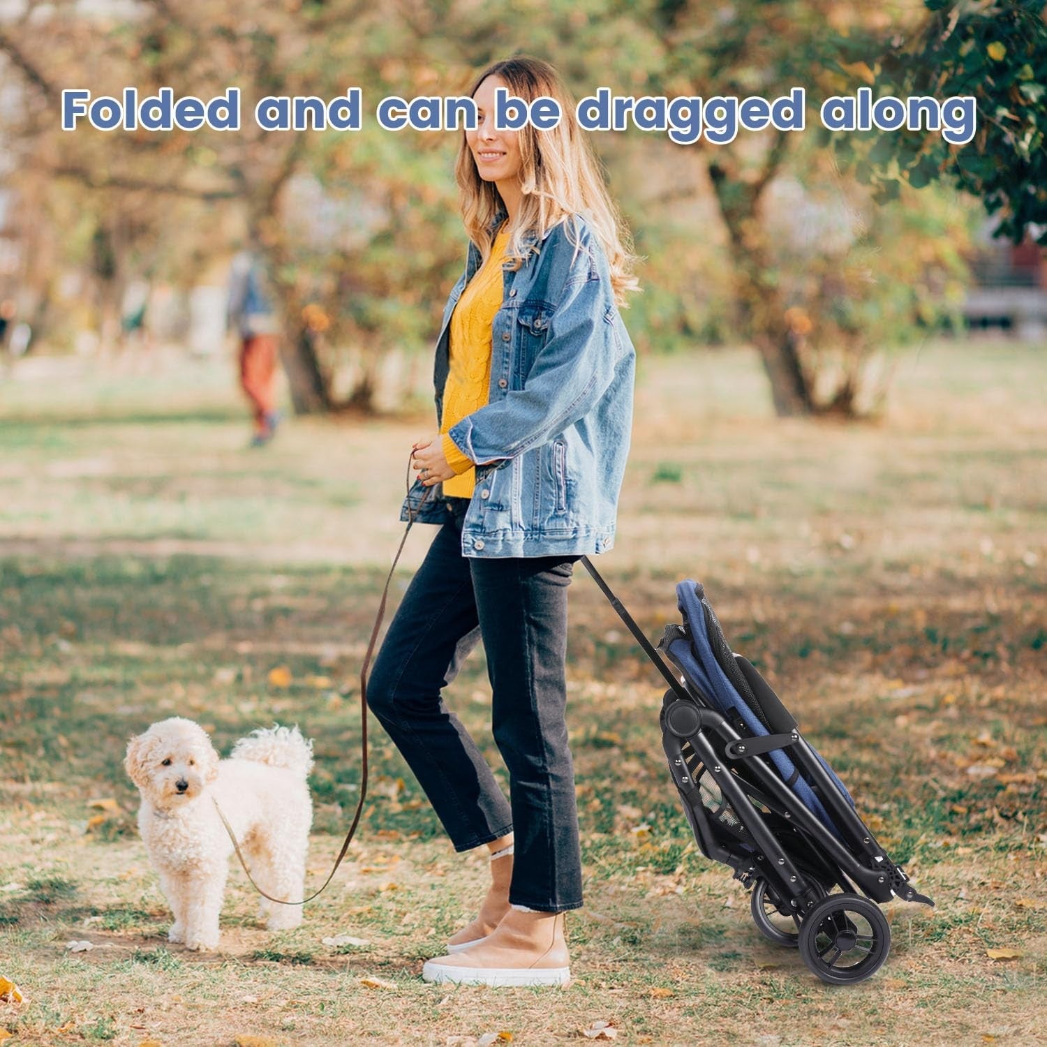 Pet Stroller 4 Wheel Folding Travel Pushchair Small Medium Dogs Navy