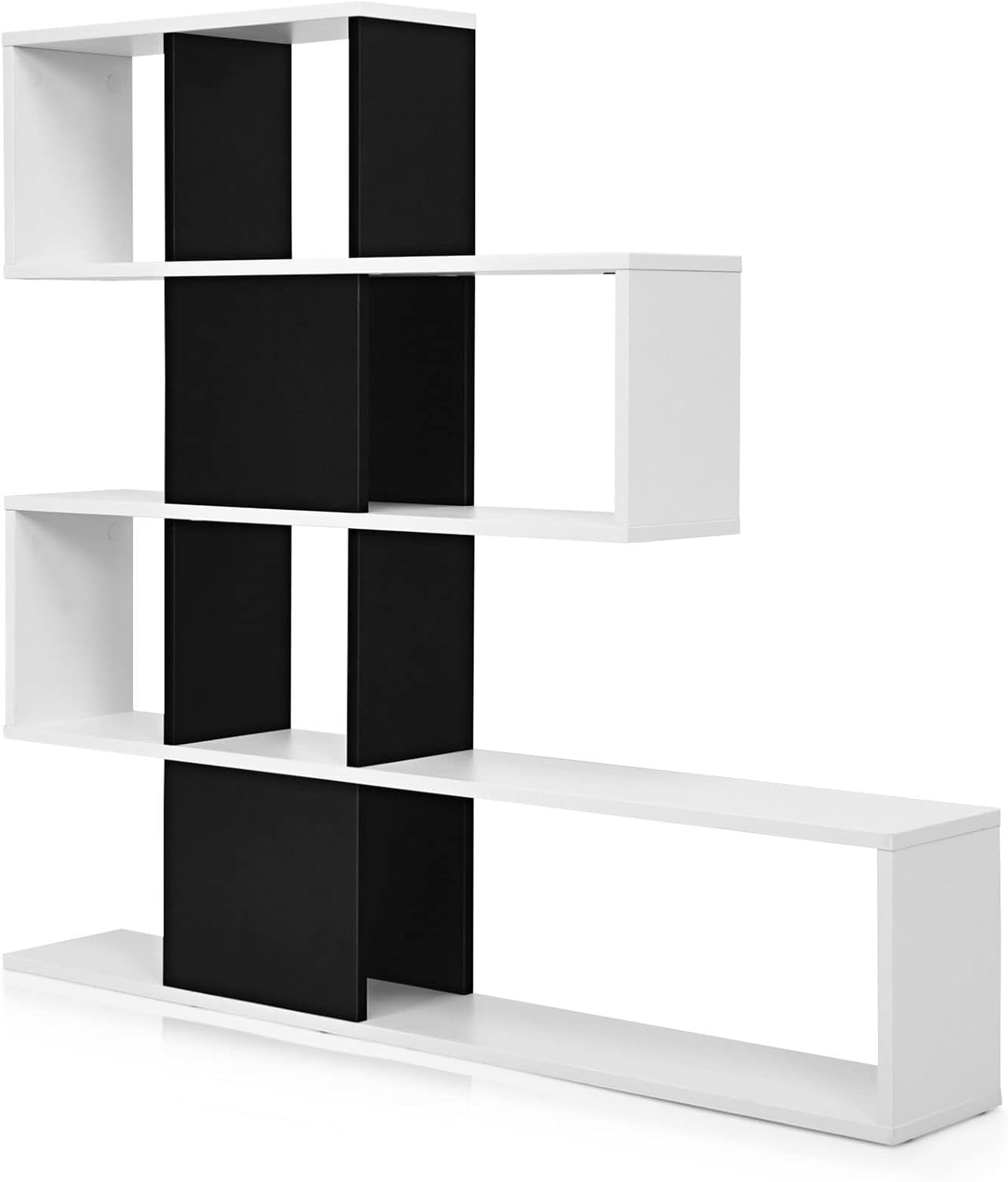 Cube Storage Bookcase, 4-Tier Wooden Display Ladder Shelf with Non-slip Foot Pad