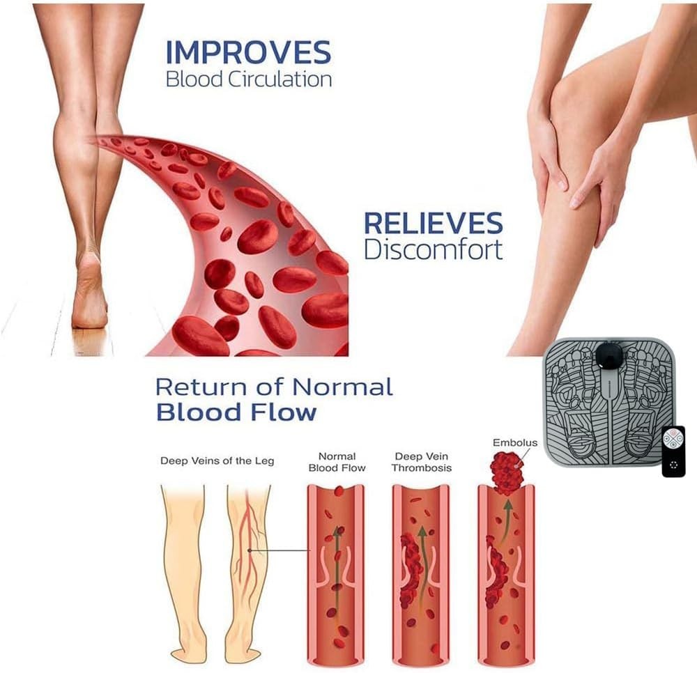 Portable Electric Foot Massager Mat Pad Remote Control Pain Relief