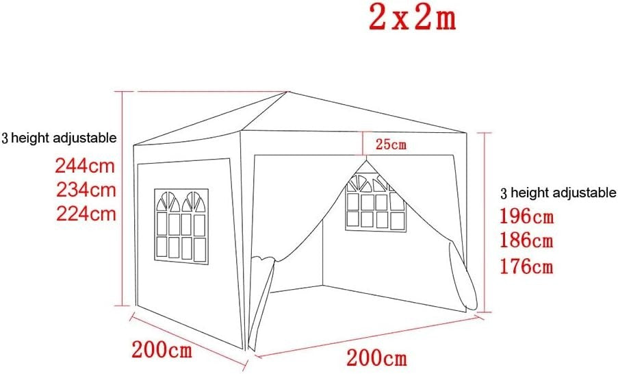 2x2m White Pop-Up Gazebo Marquee Tent with 4 Polyester Sidewalls Garden Party