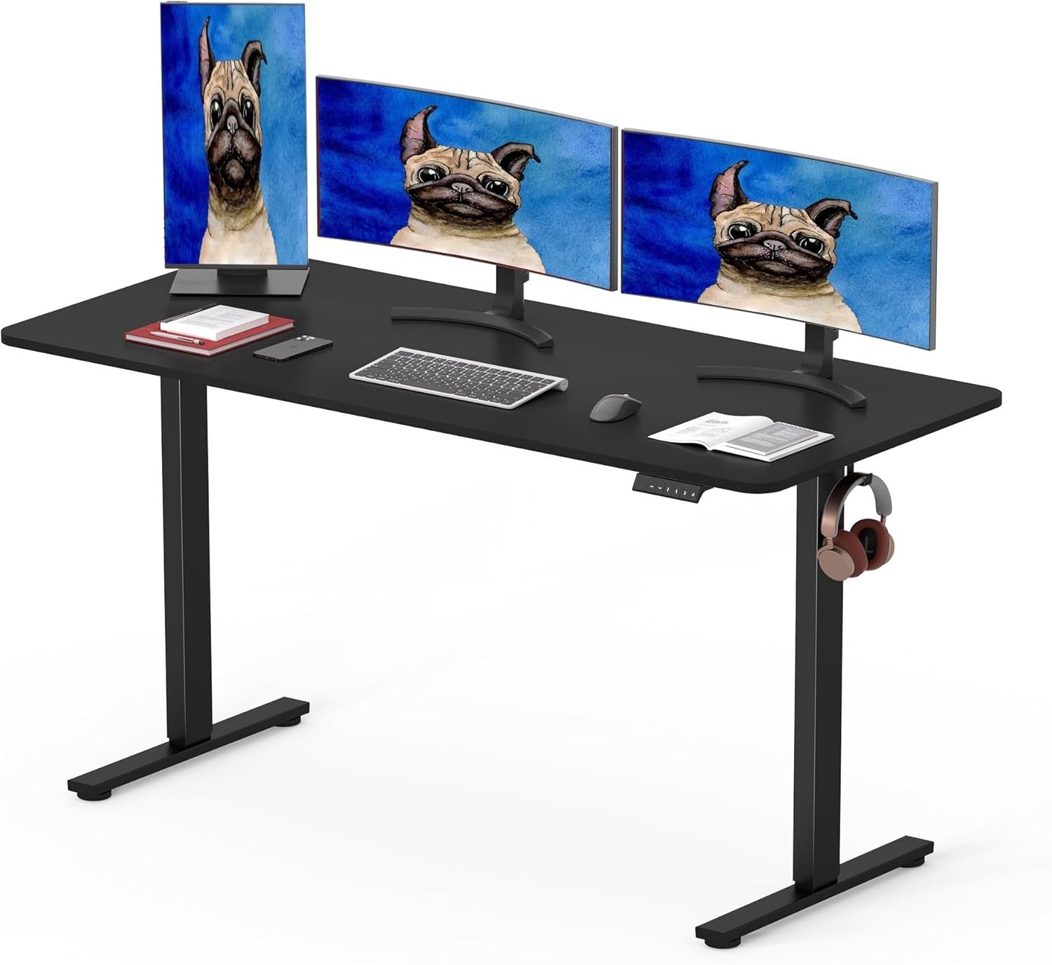 Electric Standing Desk 160x80cm Adjustable Sit Stand Table w/ Memory Panel Hooks