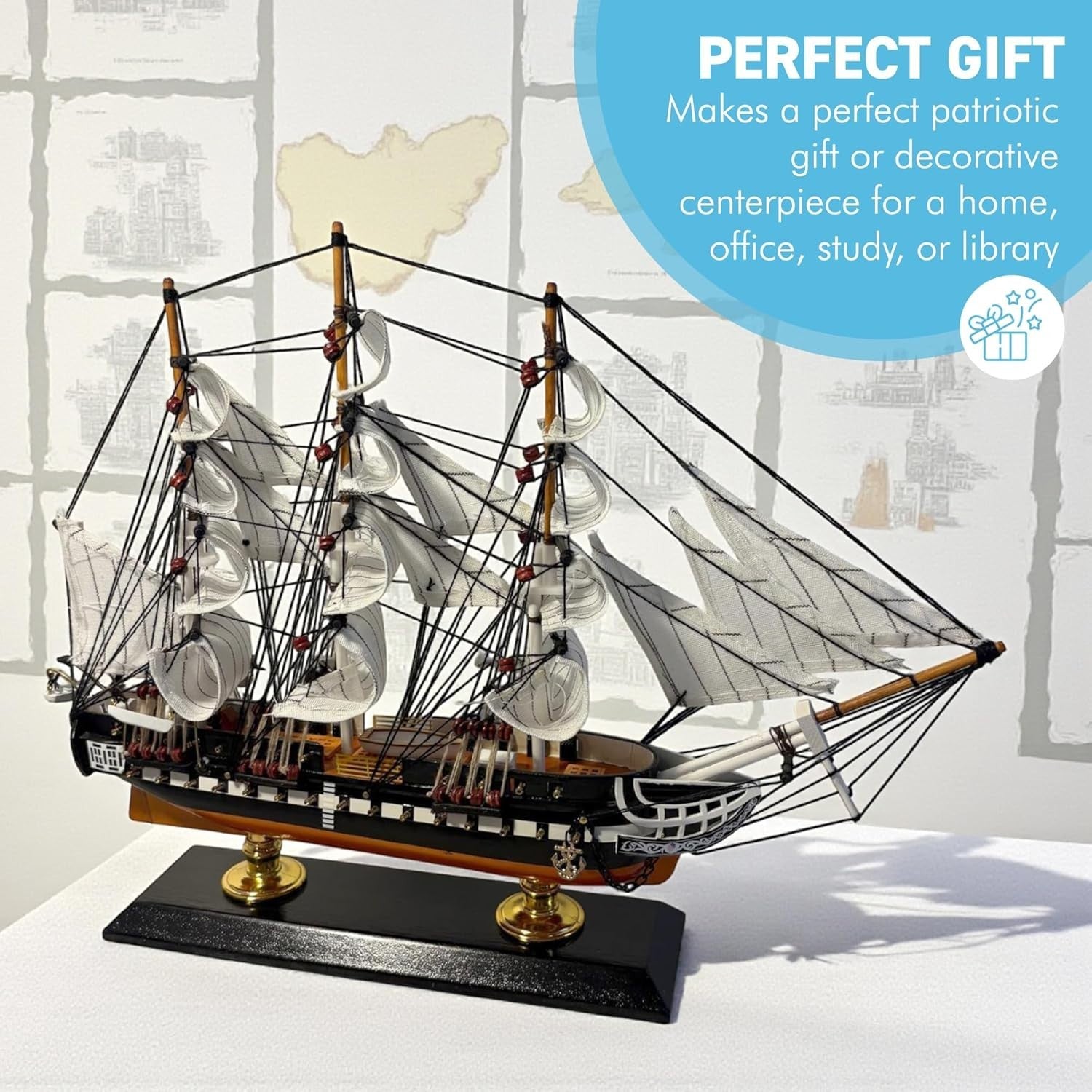 Large USS Constitution Model Ship | Handcrafted Wooden Tall Ship Replica