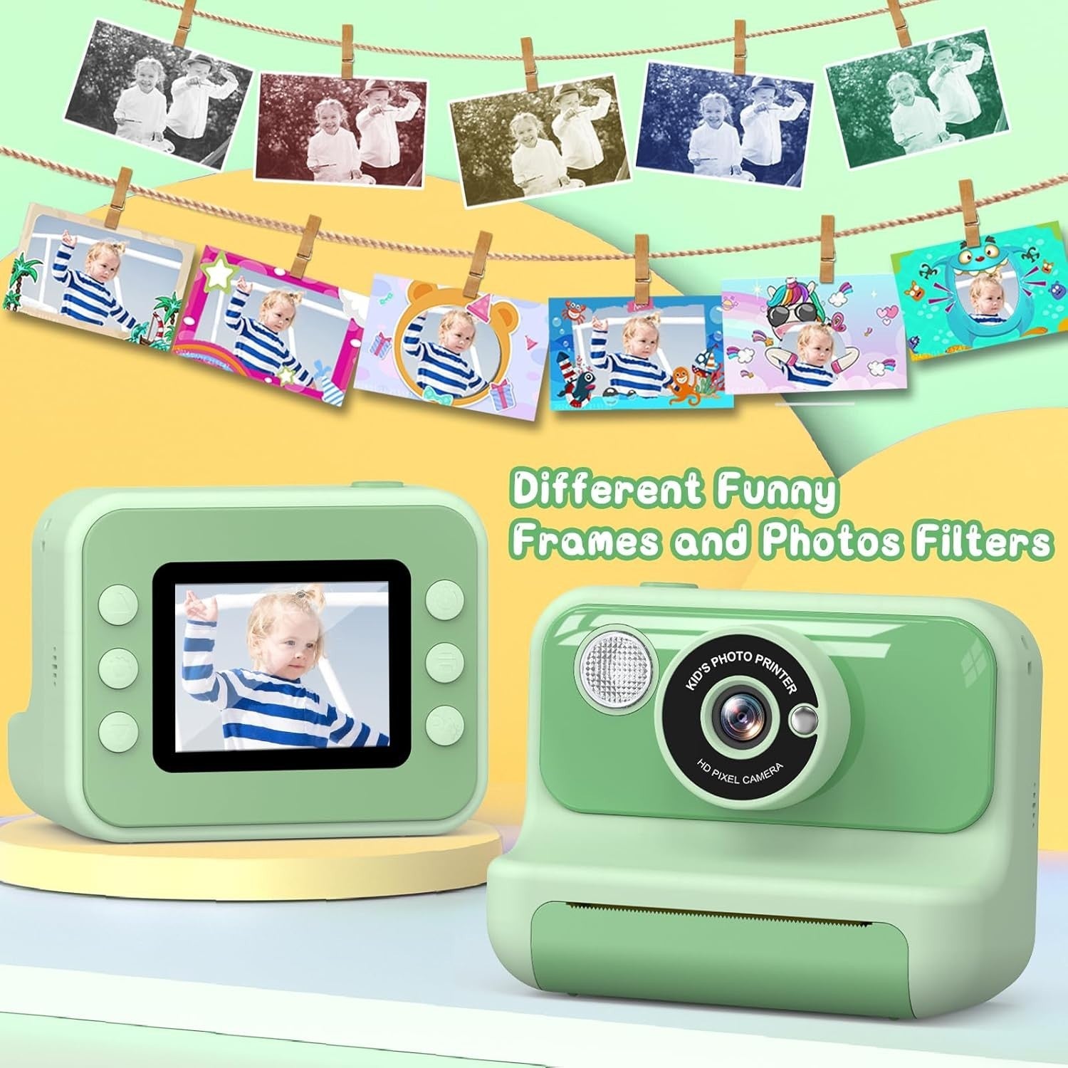 Kids Instant Print Camera 1080P HD 32GB Card Photo Paper Toy Gift