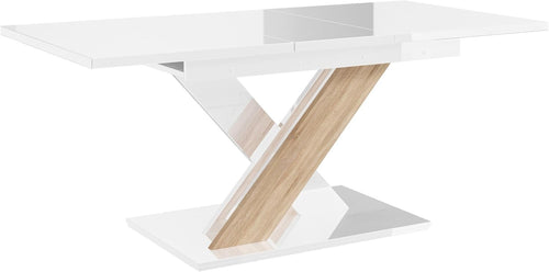 White Oak Gloss Extendable Dining Table Folding 140–180cm Small Spaces
