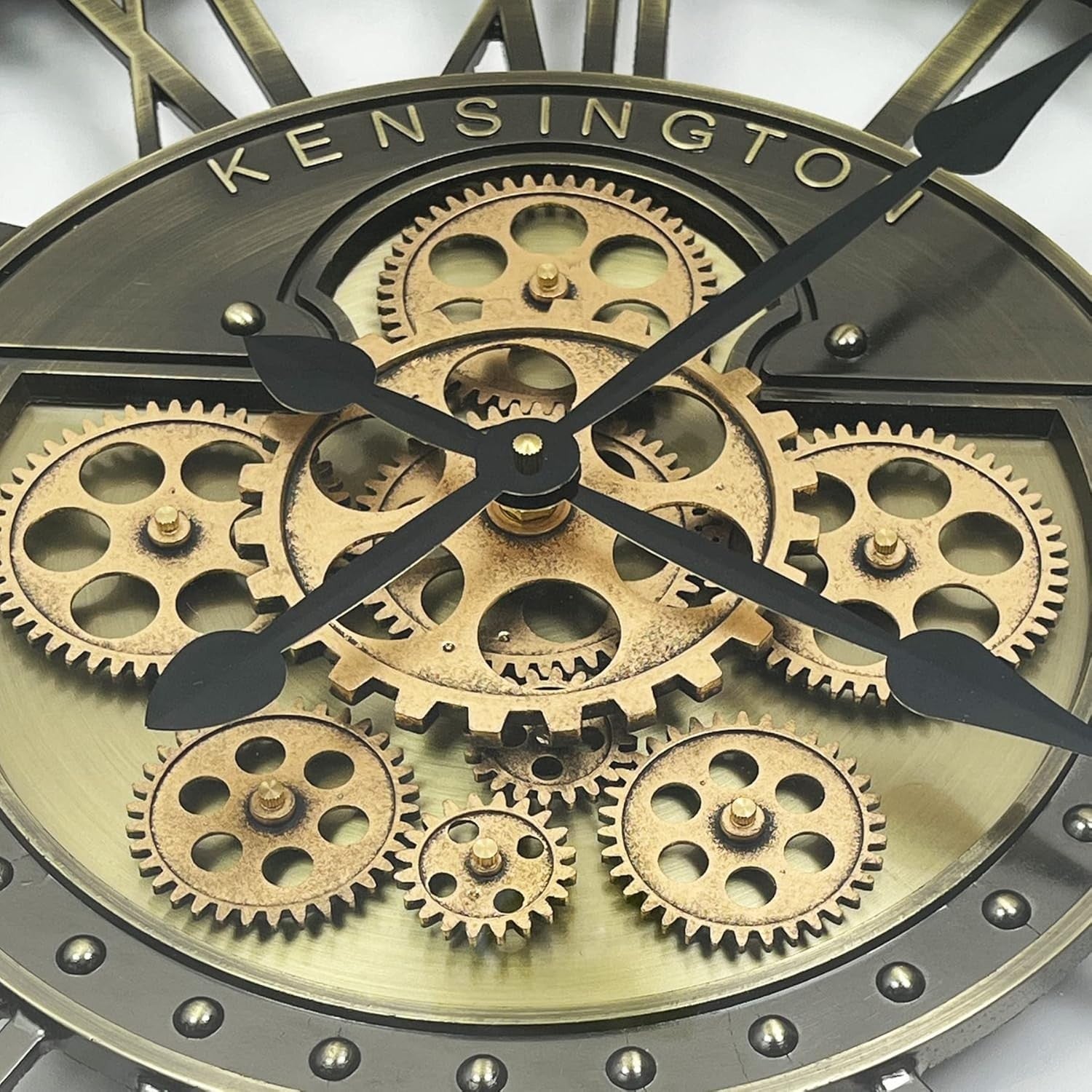 Steampunk Wall Clock 53cm Bronze Silent Gears Metal Roman Vintage