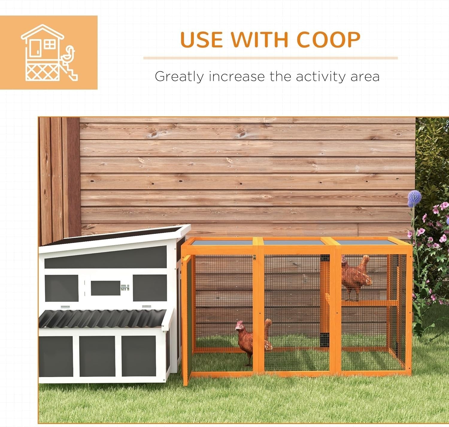 Wooden Chicken Coop Run 140cm Outdoor Hen House w Perches