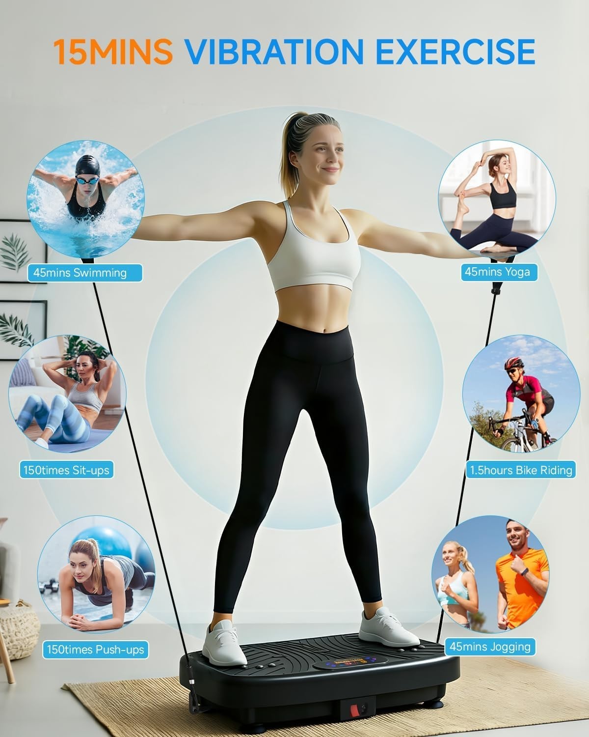 Vibration Plate Exercise Machine 200 Speeds Lymphatic Fat Burn Home
