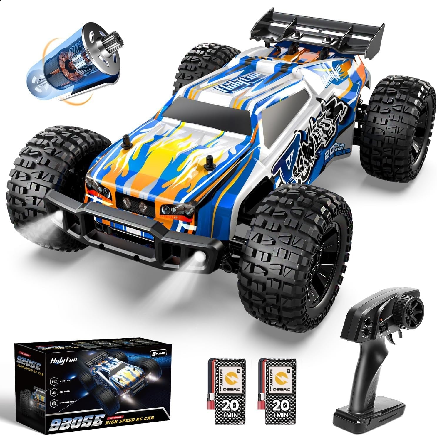 1:10 RC Car 4WD 48KM/H High Speed Off-Road Truck 2 Battery Toy for Kids & Adults