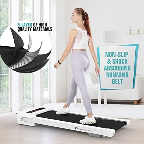 Ultra-Quiet Under Desk Walking Pad 0.8–8km/h Slim Treadmill w/ LED & Remote