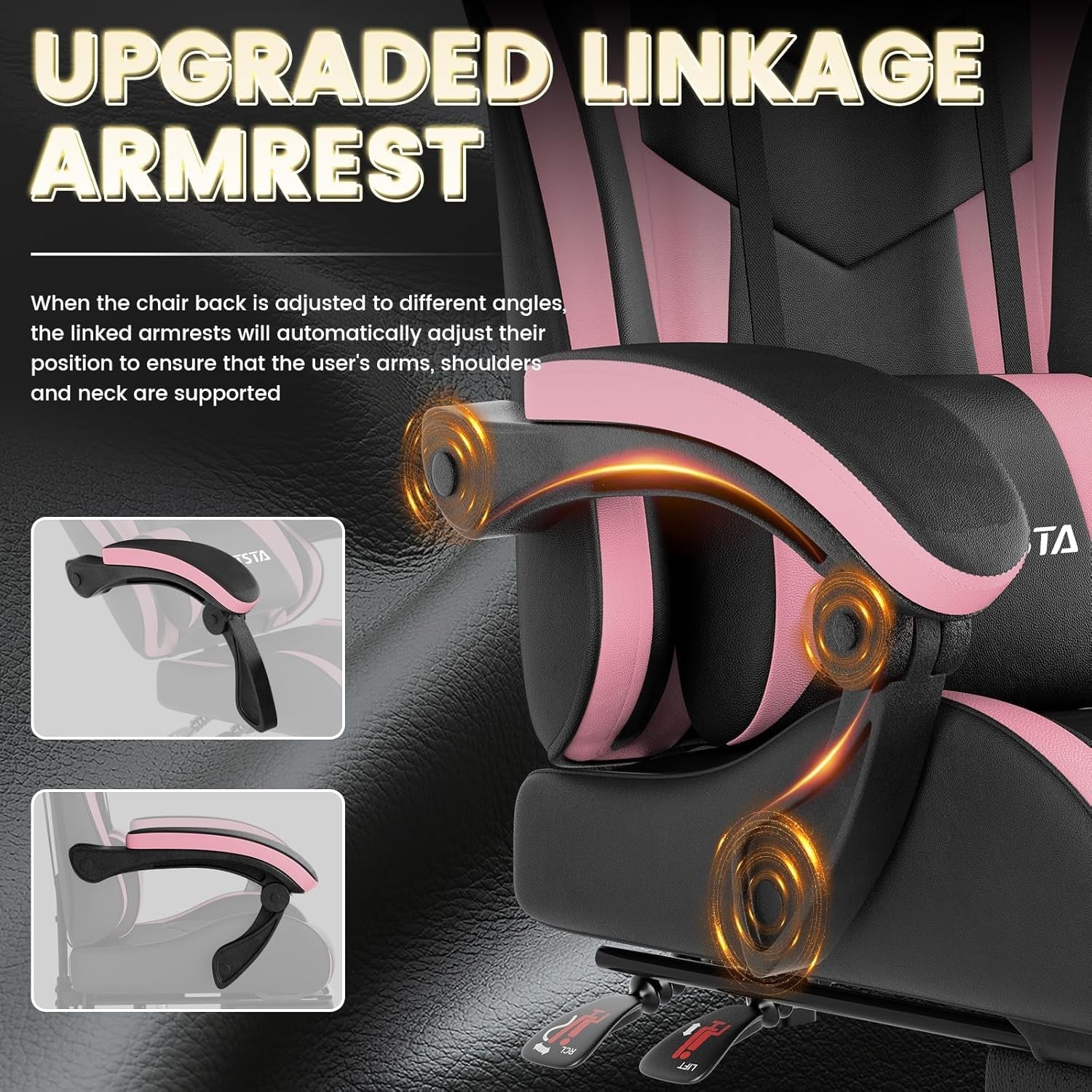 Ergonomic Gaming Chair with Footrest & Lumbar Support – Black Pink PC Seat