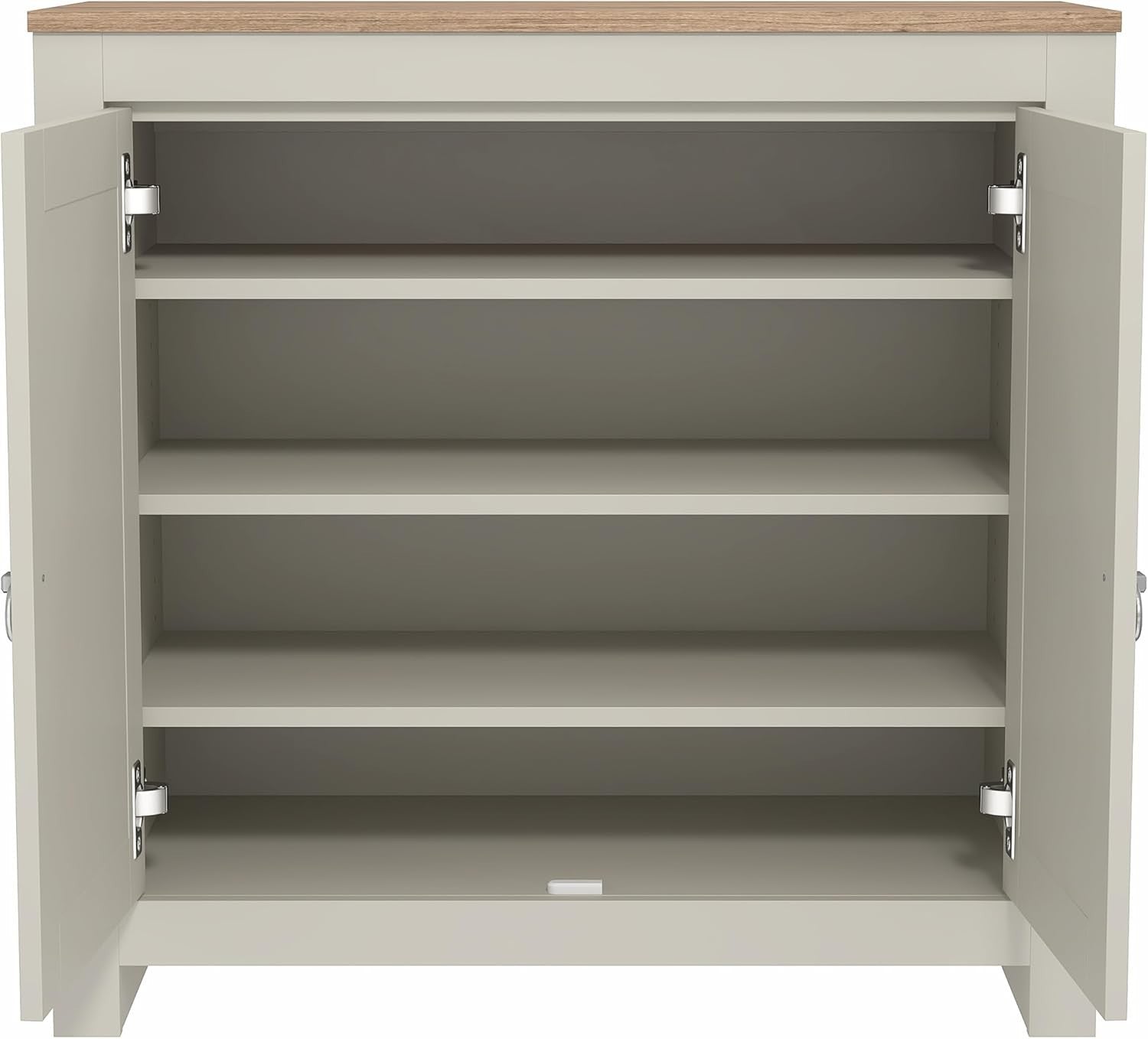 12 Pair Rattan Shoe Cabinet – 2 Door Modern Shoe Rack with Shelves – Oak