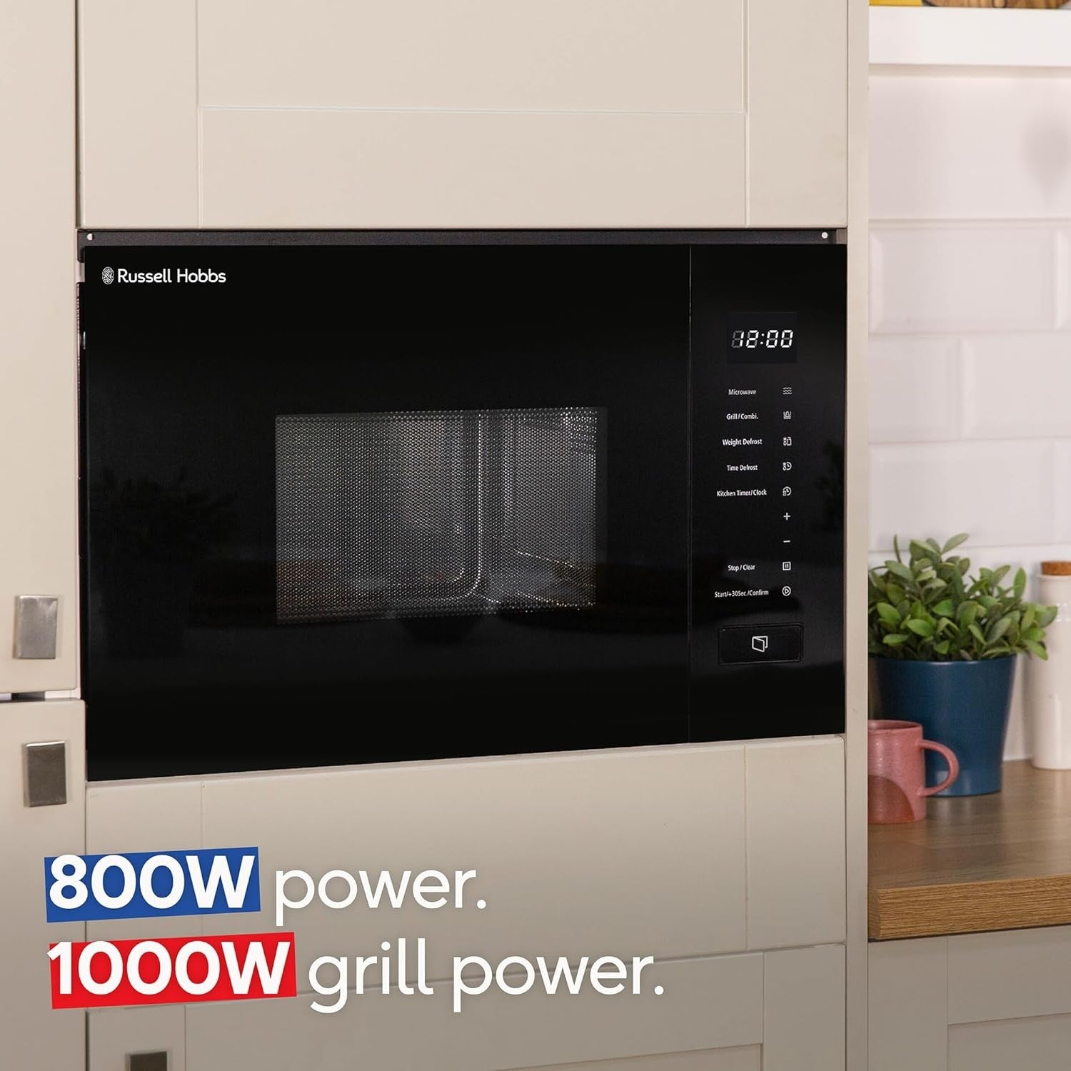 20L Touch Control Built-In Digital Microwave with Grill 8 Auto Menus Black