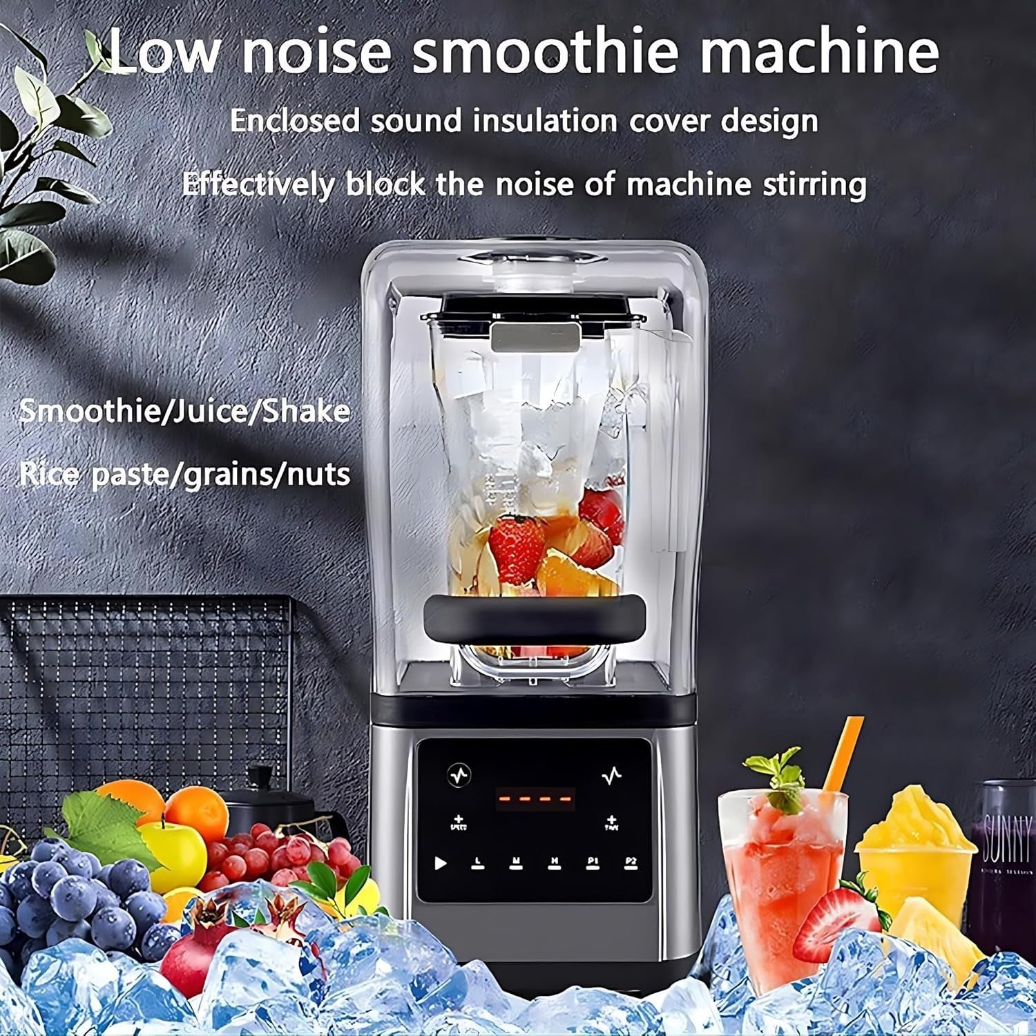 Commercial Slush Machine 2200W Frozen Drink Maker Quiet High Power 1.6L