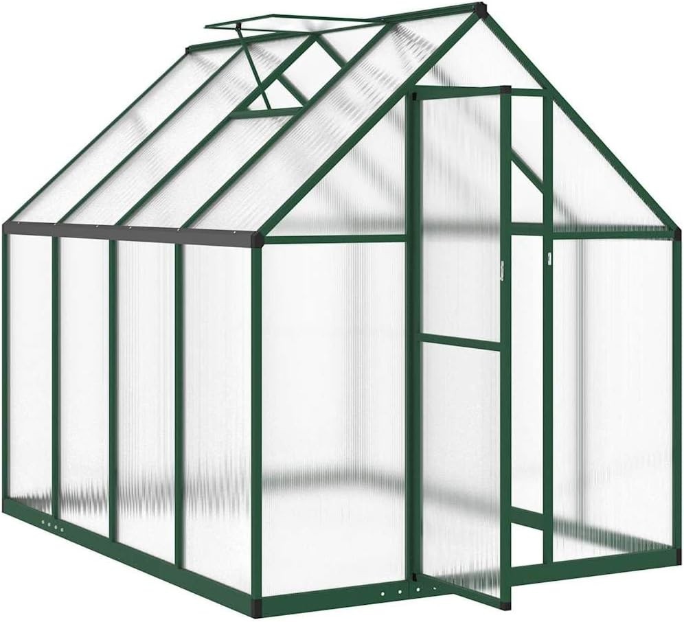 Large Walk-In Greenhouse with Base Frame Aluminium & Polycarbonate 224x169x195cm