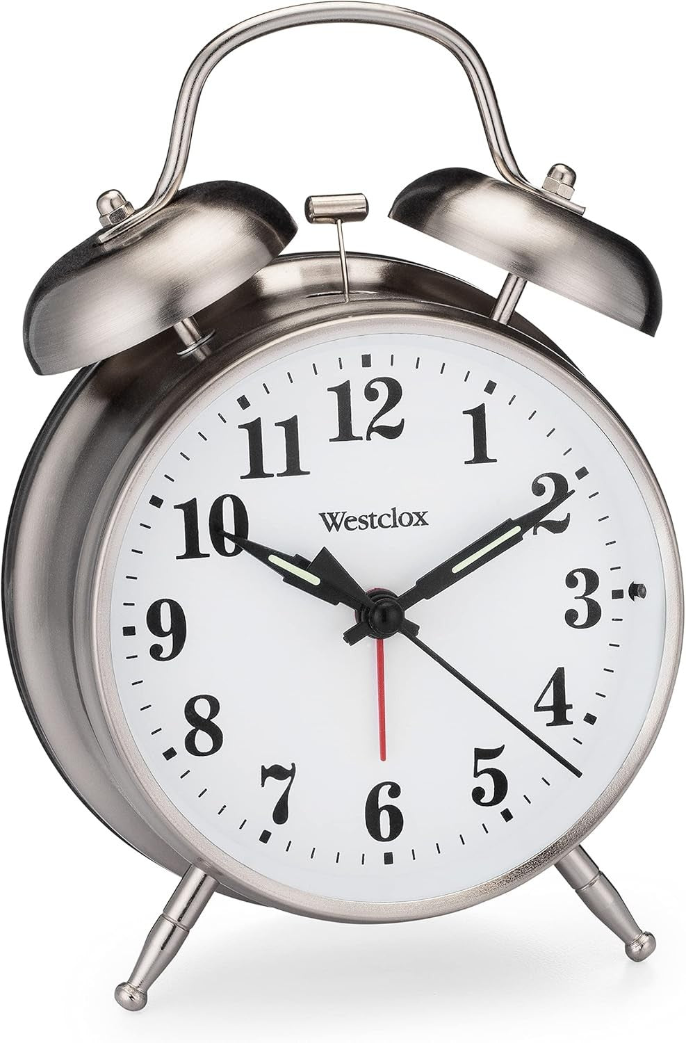 Twin Bell Alarm Clock Loud for Heavy Sleepers Metal Backlight Silver