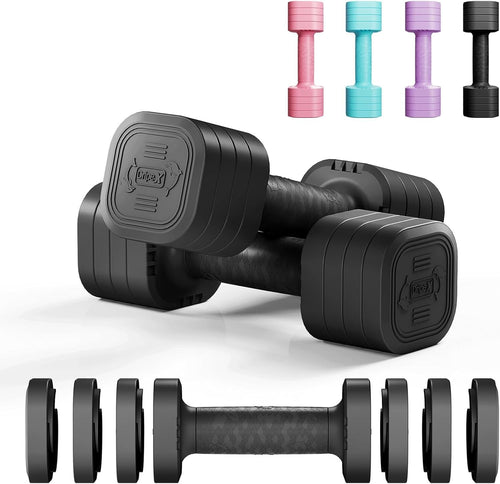 4-in-1 Adjustable Dumbbells Pair 2.5KG Compact Non-Slip Home Fitness