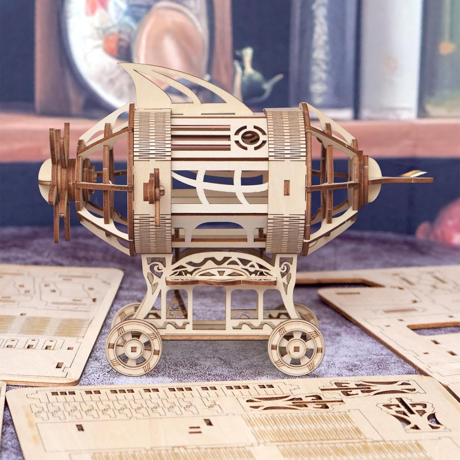 3D Wooden Airship Puzzle Model DIY Craft Kit for Adults - Creative Home Decor