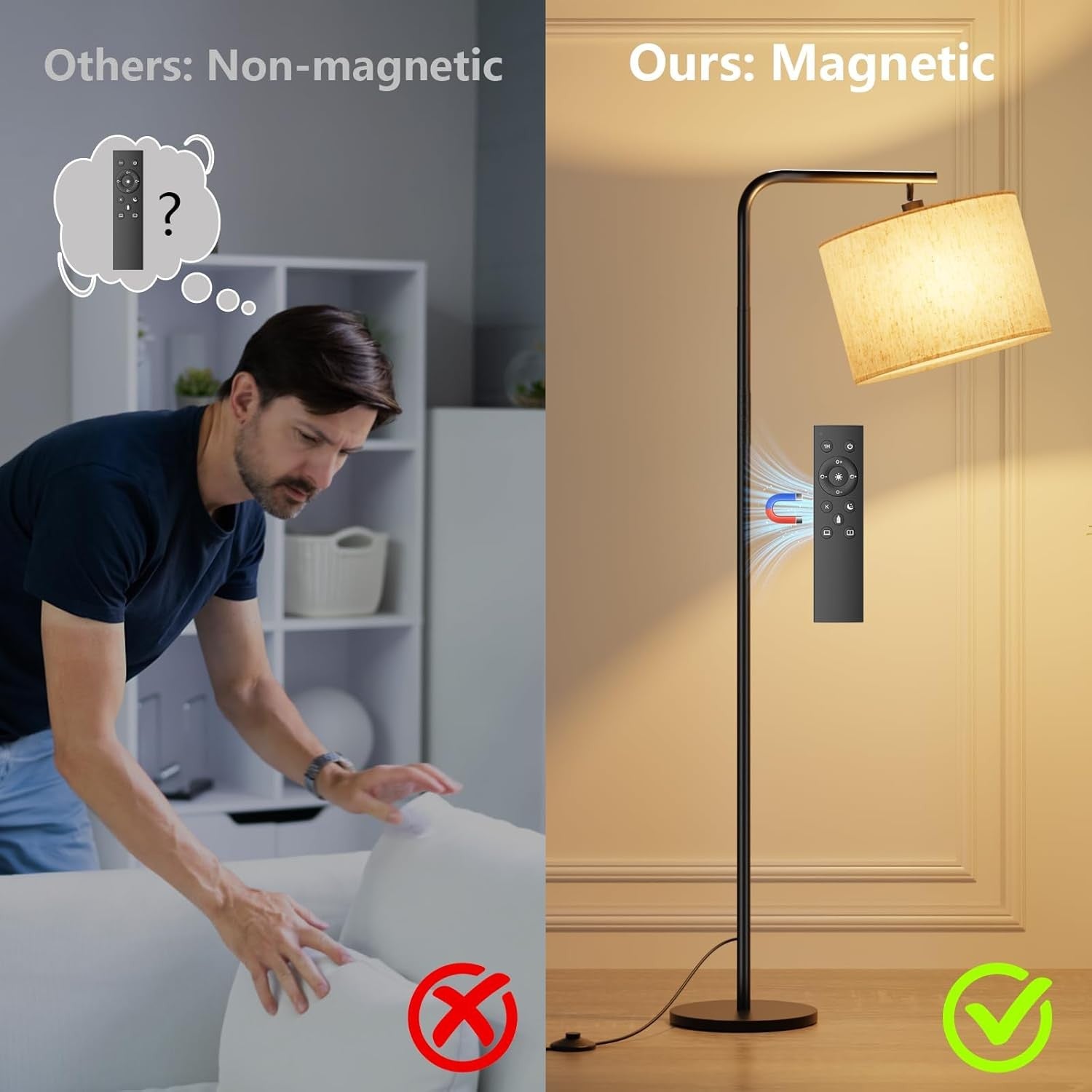 Modern Arc Floor Lamp Remote Control Dimmable Reading Light E27 LED