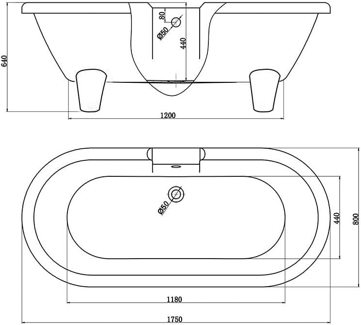 1750x800mm Traditional Freestanding Roll Top Bath Acrylic Chrome Claw Feet