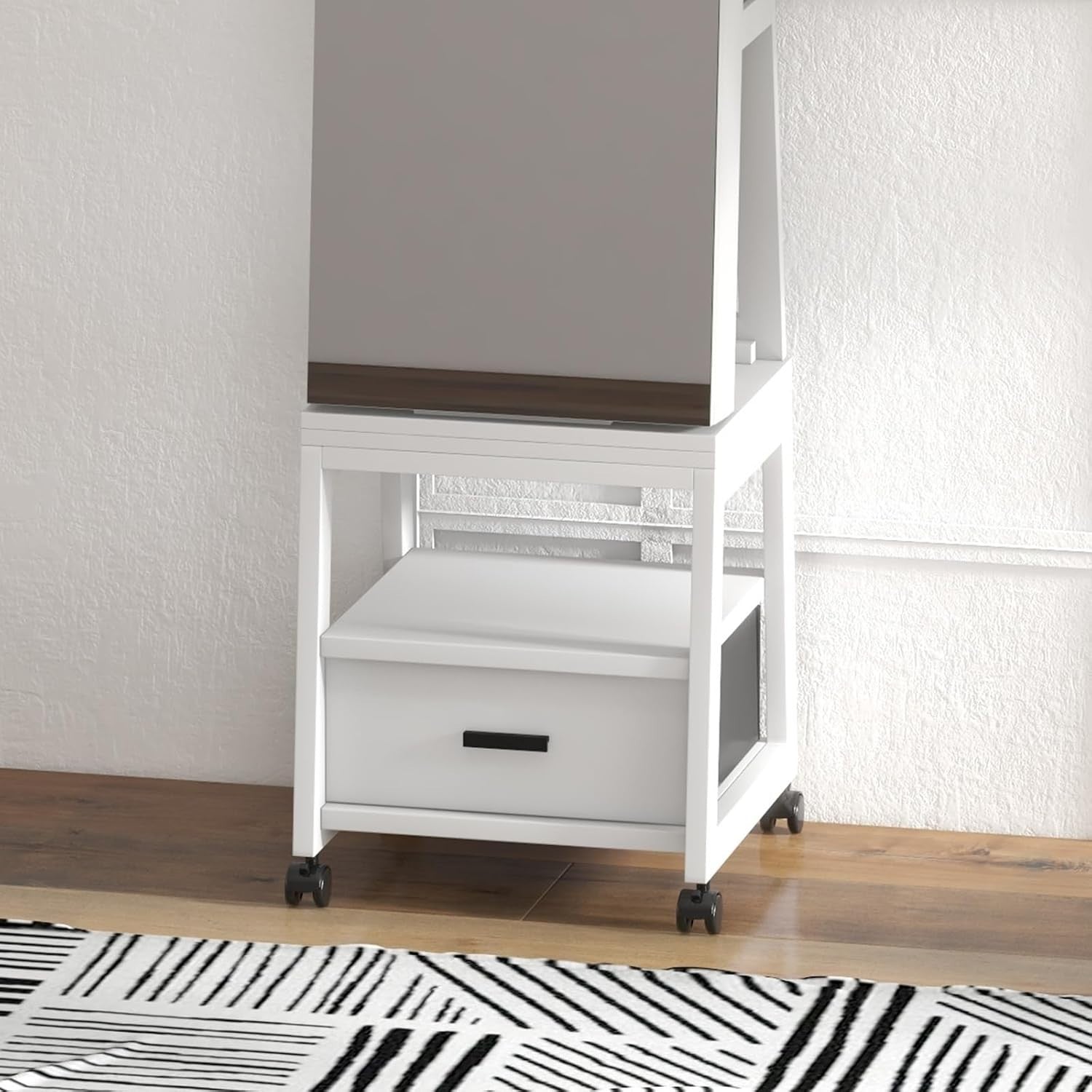 White 360° Rotating Jewellery Cabinet Full Length Mirror Lockable