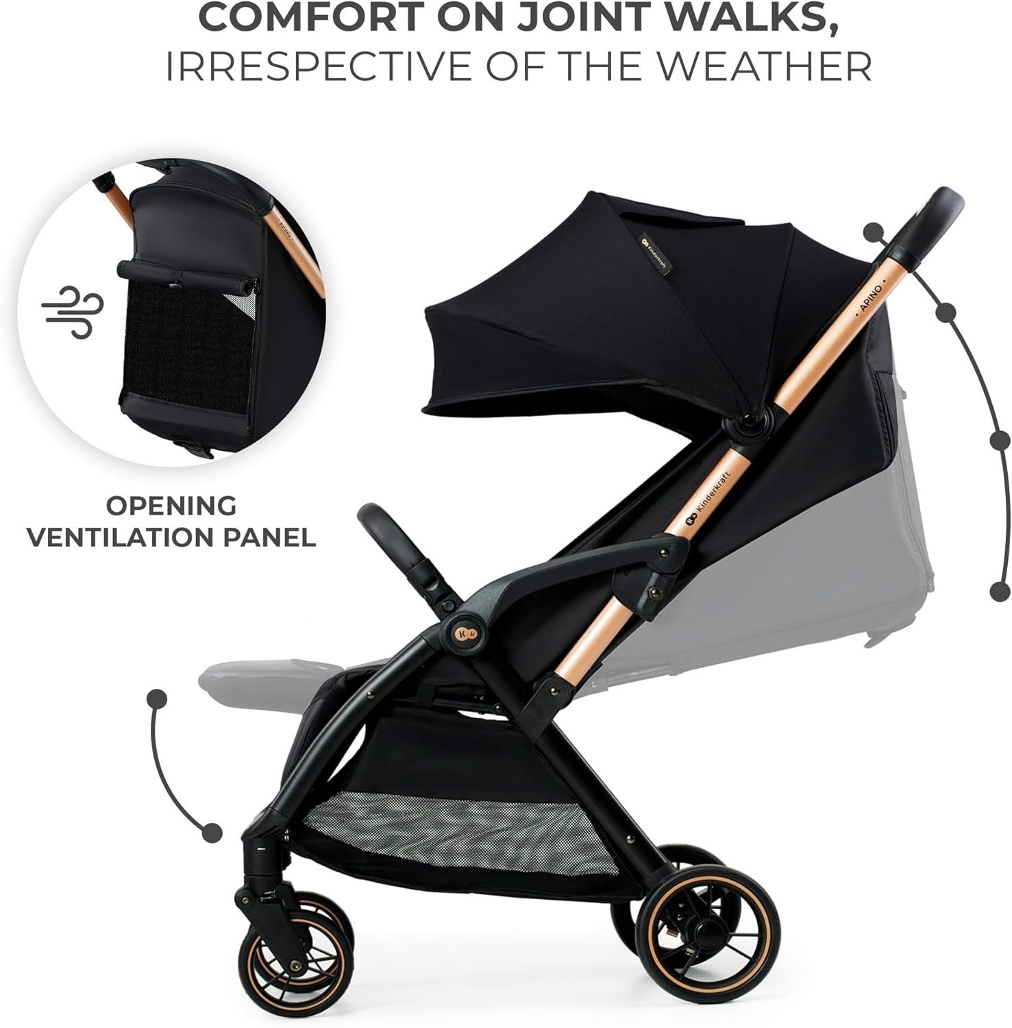 Lightweight Buggy Pushchair Newborn to 4 Years 22kg Auto Fold Black