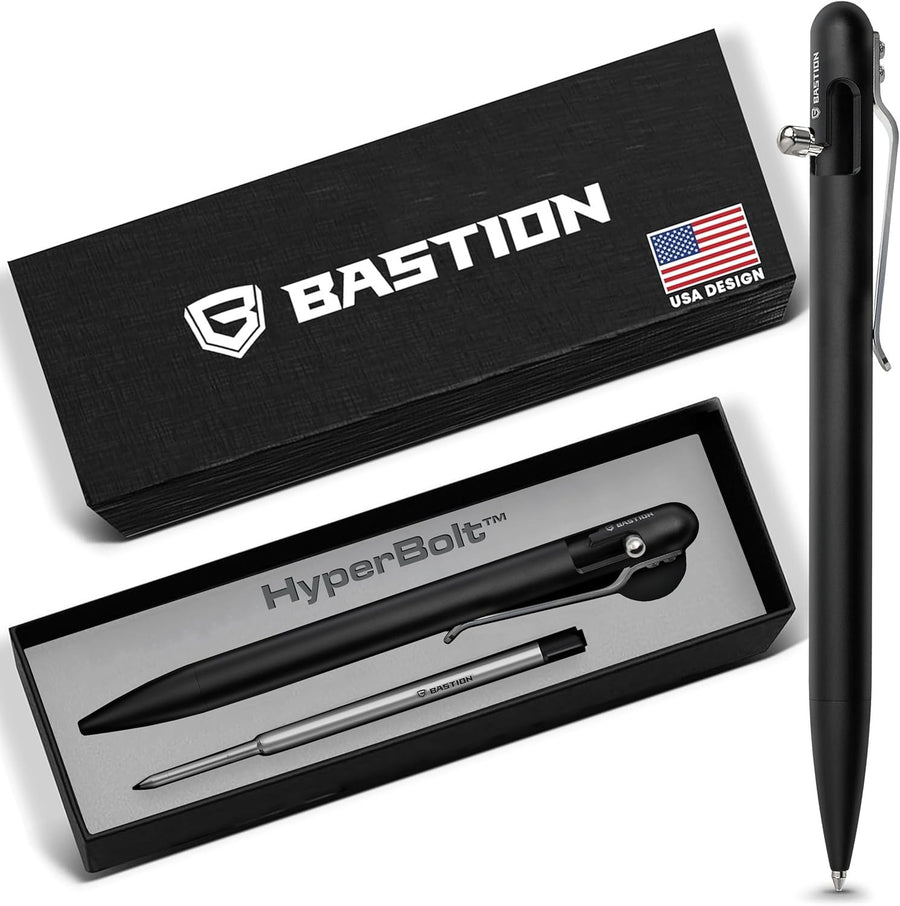 Luxury Slim Black Ballpoint Pen – Bolt Action, Aluminium, Gift Ready