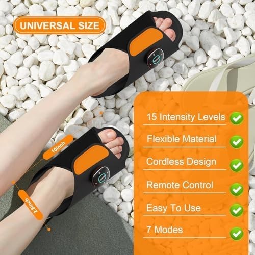 Wearable EMS Foot Massager Shoes, 7 Modes & 15 Intensity Levels, Pain Relief
